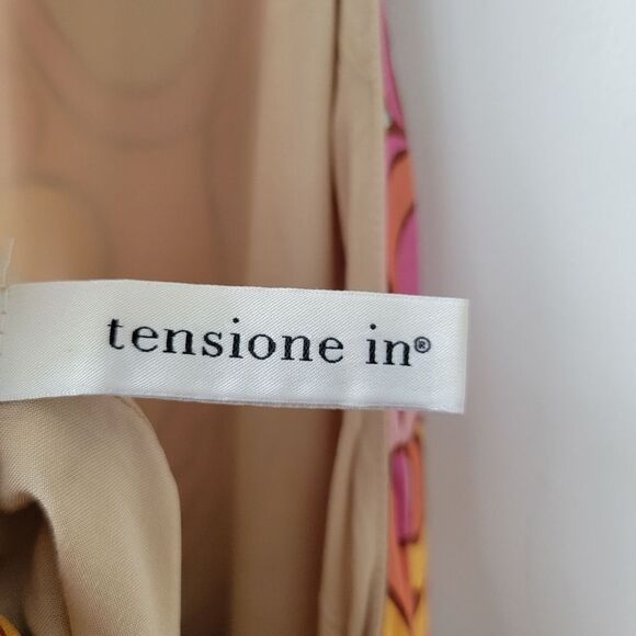 ITALIAN BRAND Colorful Pink Yellow Blue Halter Dress 100% Viscose Size 6 US - Picture 3 of 14